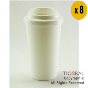 VASO TERMICO CAFE BLANCO 300 CC X 8